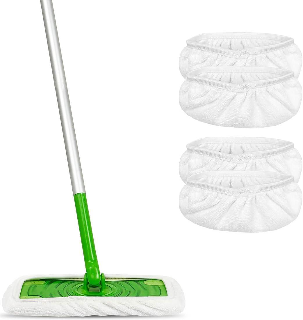 KMAKII Reusable Microfiber Mop Pads (4-Pack) – Wet & Dry Floor Cleaning Pads