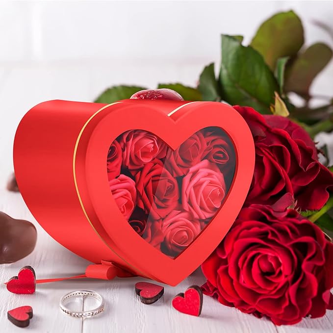 Zonon Heart-Shaped Gift Box – 2-Tier Rotating Flower & Chocolate Box (3pcs)