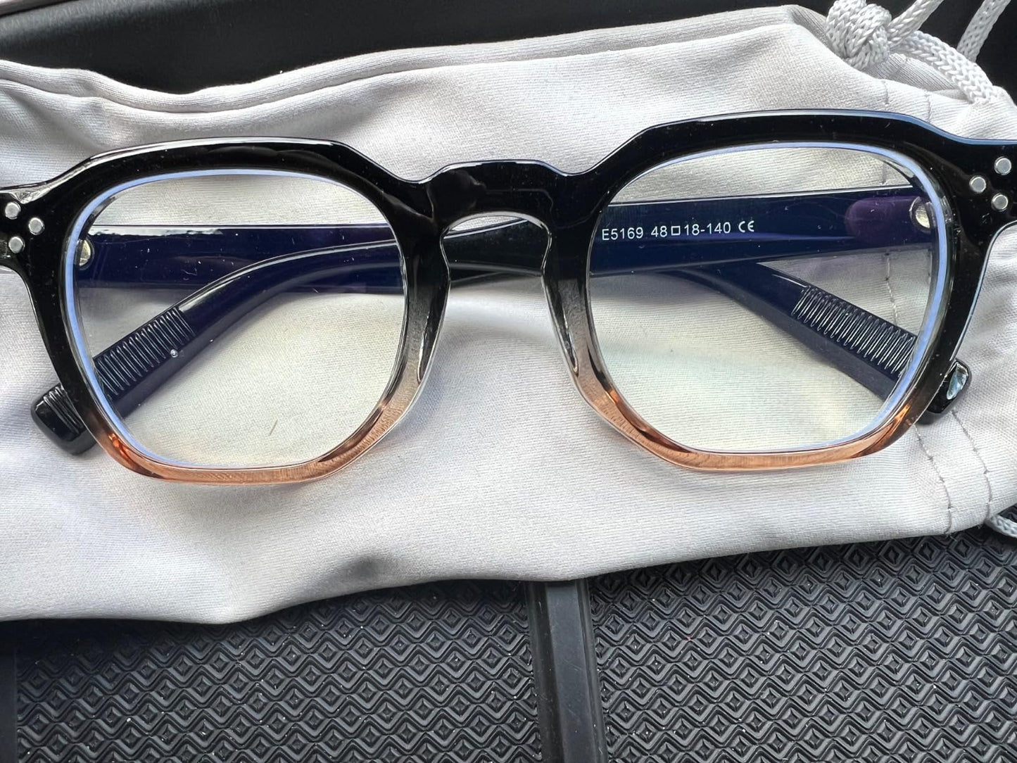 Gleyemor Blue Light Glasses – Black & Champagne Frame