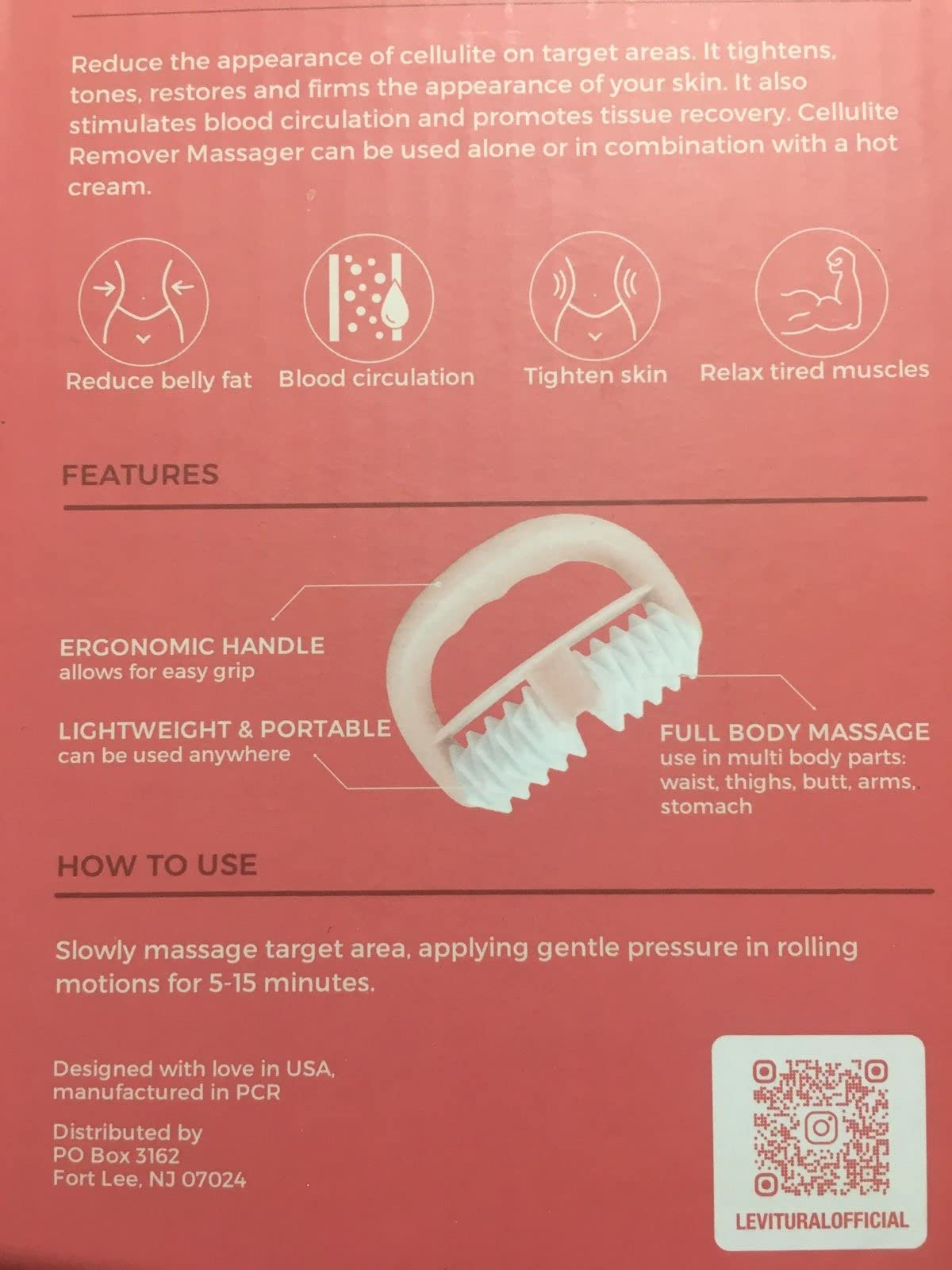 Levitural Lymphatic Massage Roller – Handheld Cellulite & Fascia Tool