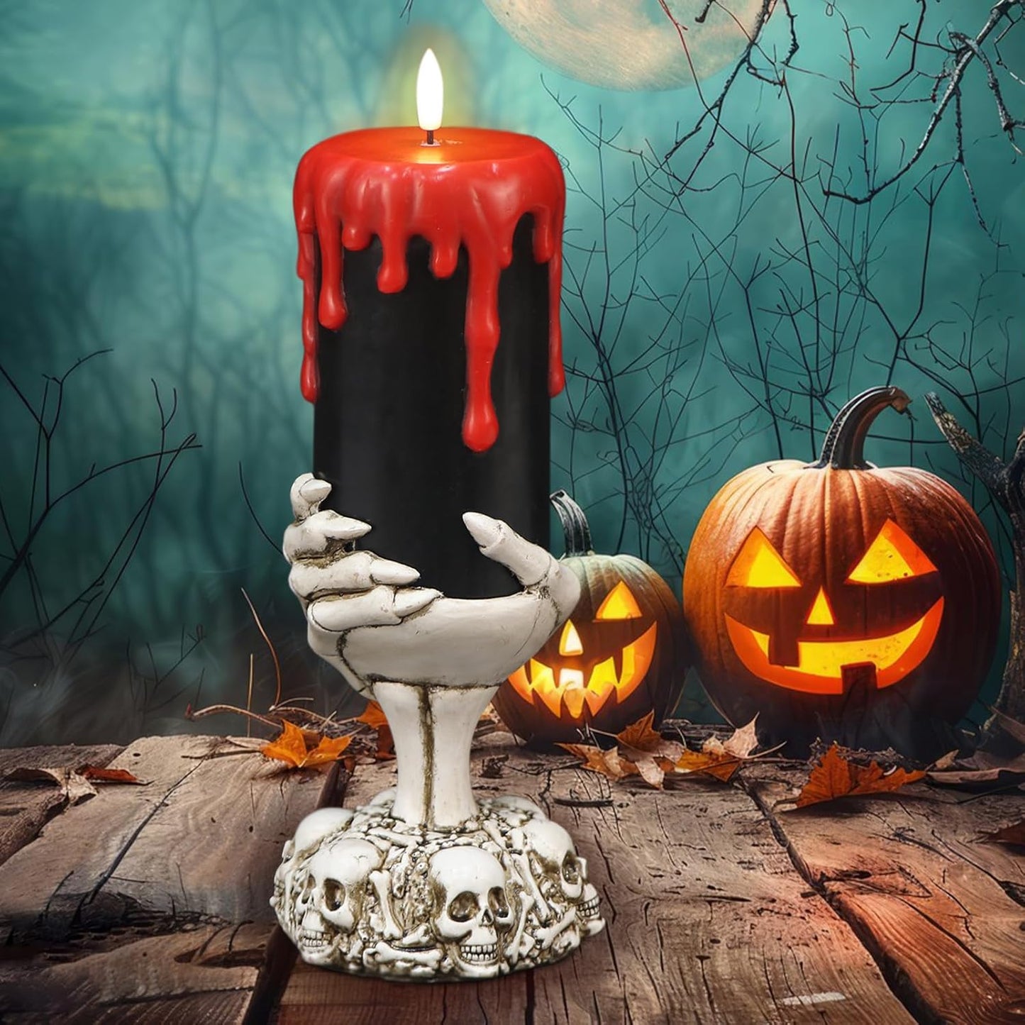 Halloween Flameless Candles, LED Flickering Battery Pillar Candles with 6H Timer and Pumpkin Decals, Spooky Fall Halloween Festival Party Decoration Set of 3 (D 3β X H 4β 5β 6β)