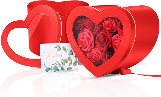 Zonon Heart-Shaped Gift Box – 2-Tier Rotating Flower & Chocolate Box (3pcs)