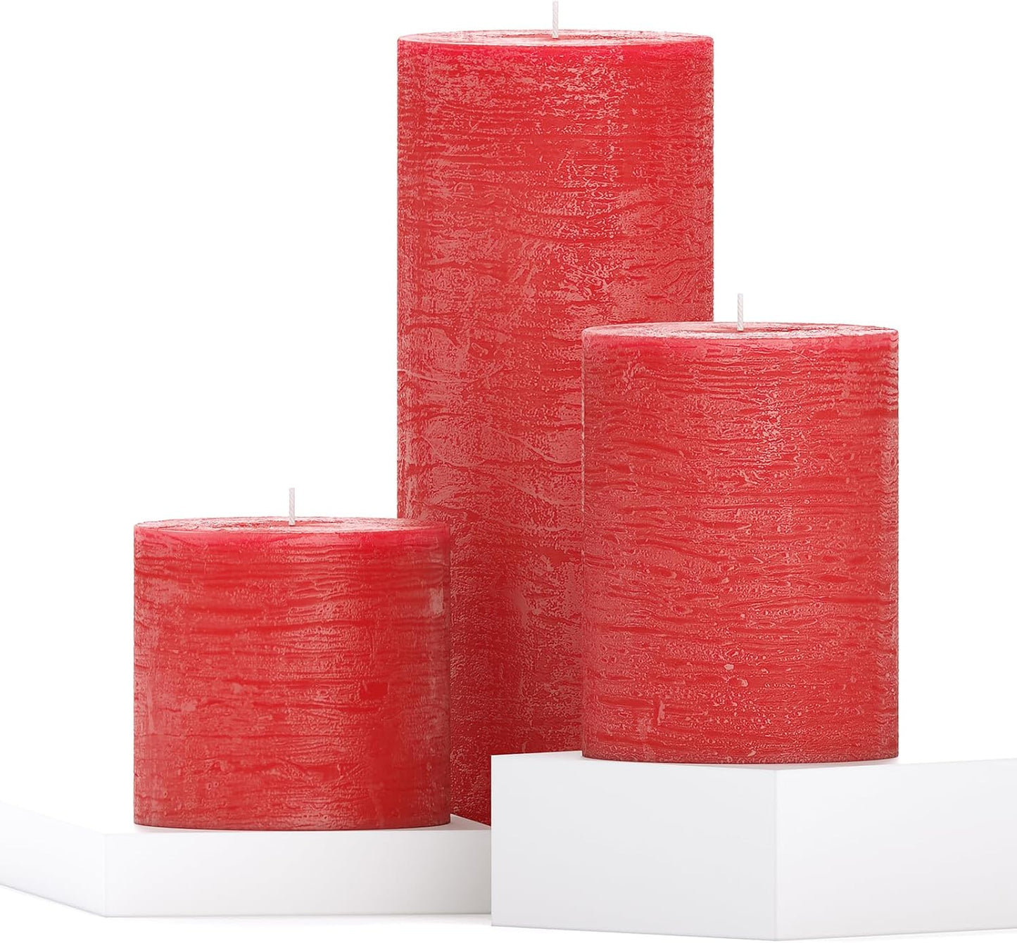 3X3 Pillar Candles Set of 3 - Rustic Unscented No Drip Bloody Candles for Halloween Decor, Parties, Gothic Décor