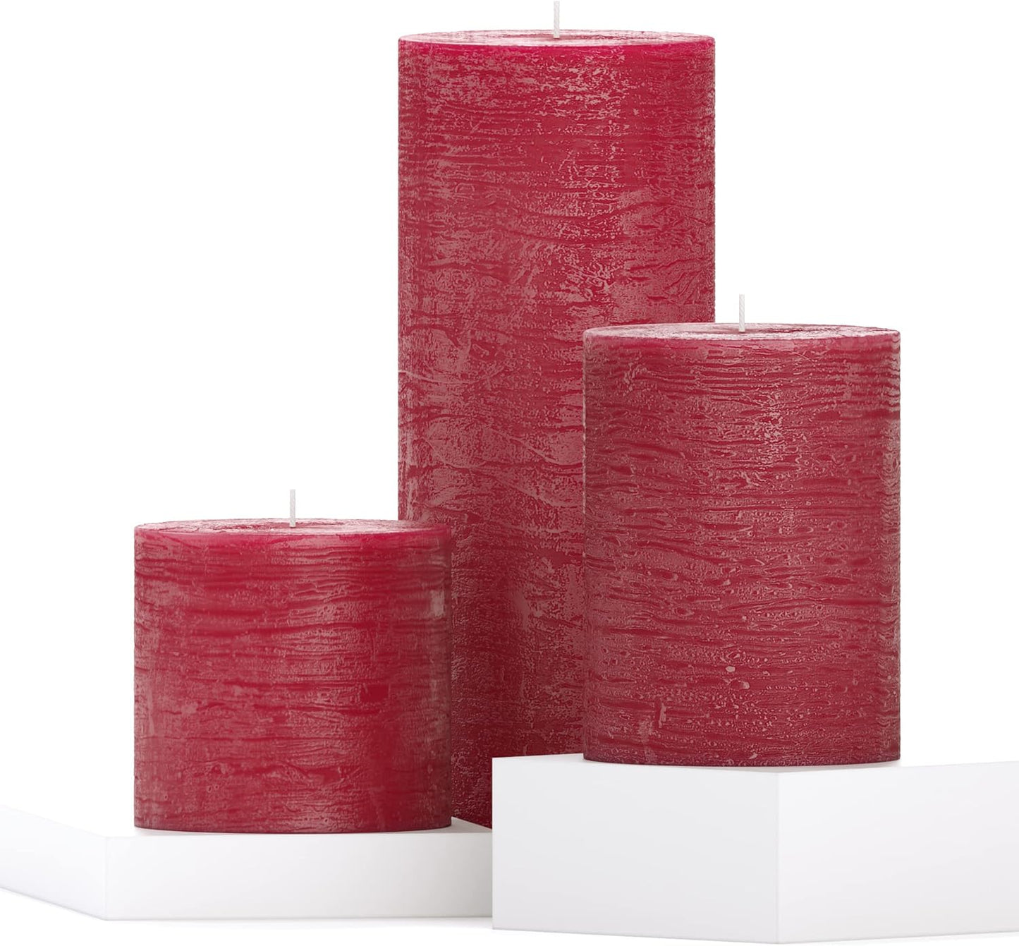 3X3 Pillar Candles Set of 3 - Rustic Unscented No Drip Bloody Candles for Halloween Decor, Parties, Gothic Décor
